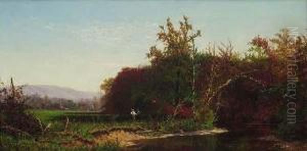 Hunters In A Fall Landscape Oil Painting by Hugh Bolton Jones