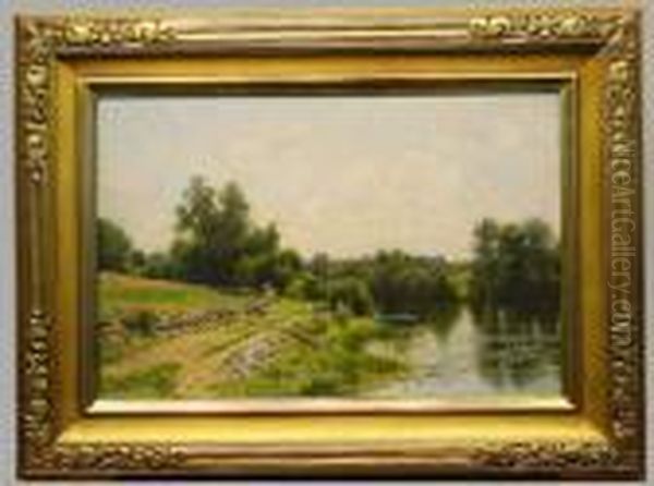 Path Along The River Oil Painting by Hugh Bolton Jones