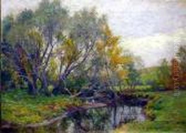 A Bend In The Stream Oil Painting by Hugh Bolton Jones