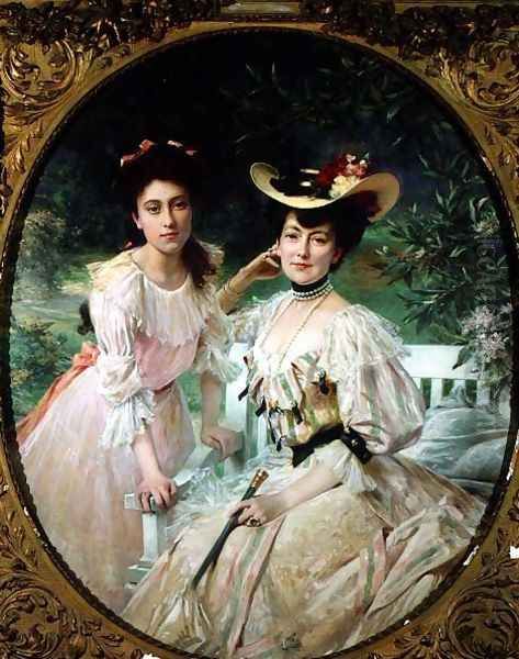 Madame Collas and her Daughter, Giselle, 1903 Oil Painting by Theobald Chartran