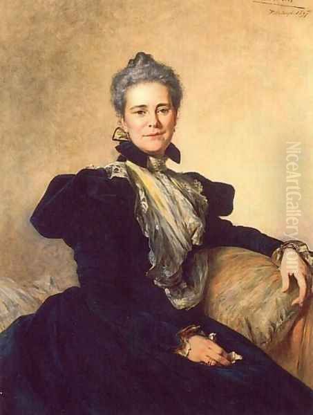 Portrait of Mrs Charles Lockhart Oil Painting by Theobald Chartran