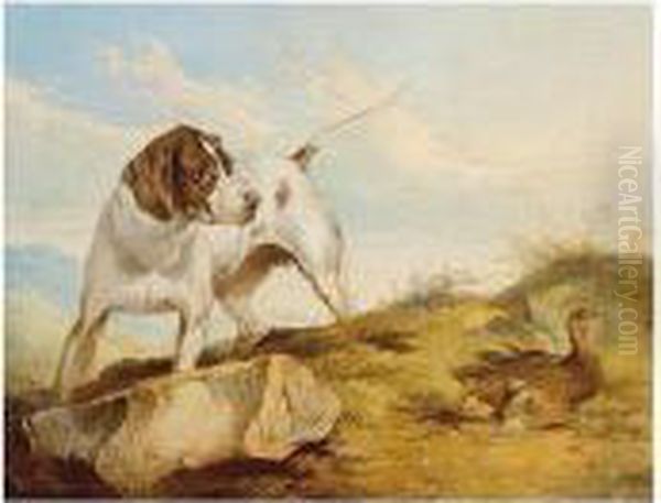 Pointer And Grouse Oil Painting by Paul Jones