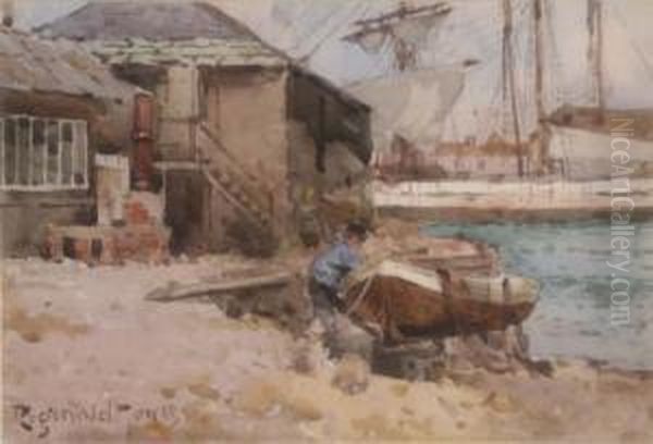 'poole, Dorset' Signed 7 X 10in Oil Painting by Reginald T. Jones