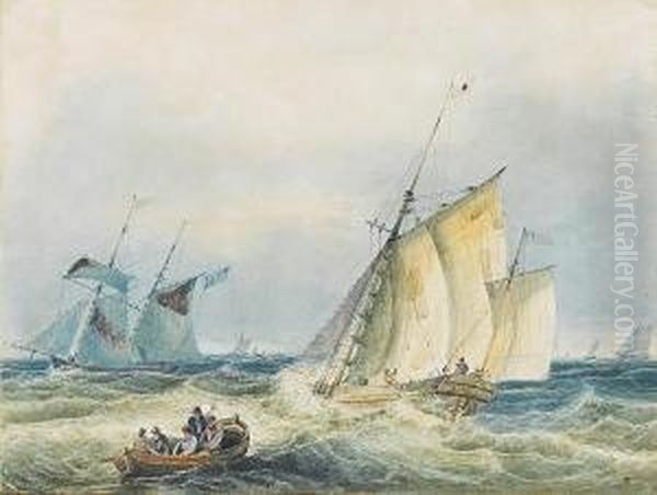 Commercial Traders In Choppy Seas Oil Painting by Reginald T. Jones