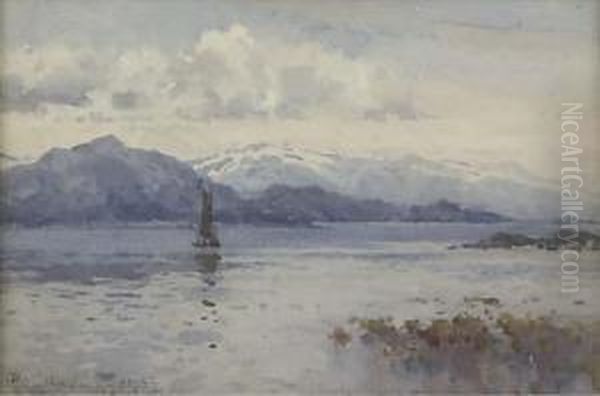 Boat On The Loch, Twilight Oil Painting by Reginald T. Jones