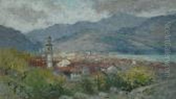 Lake Como Oil Painting by Reginald T. Jones