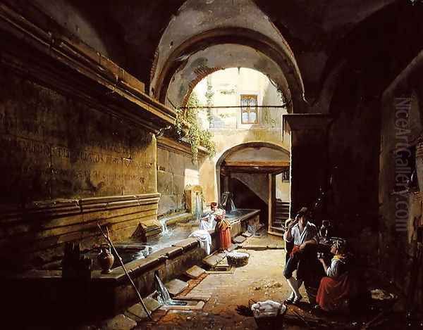 The Friary Wash House Oil Painting by Nicholas-Ambroise Chatelin