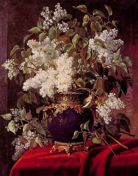 White Lilacs Oil Painting by Jean Capeinick