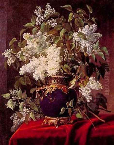 White Lilacs 2 Oil Painting by Jean Capeinick