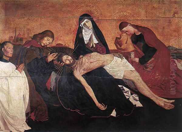 Pieta de Villeneuve-les-Avignon c. 1460 Oil Painting by Enguerrand Charonton