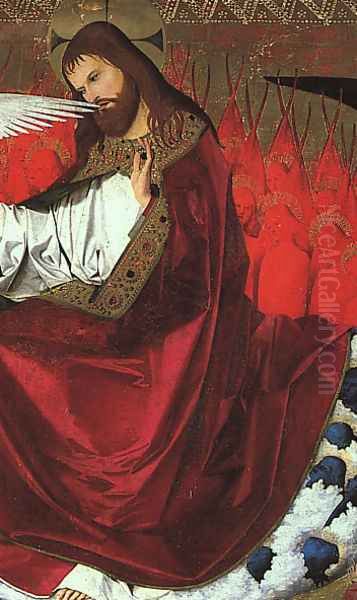 The Coronation of the Virgin, detail: Jesus 1453-54 Oil Painting by Enguerrand Charonton