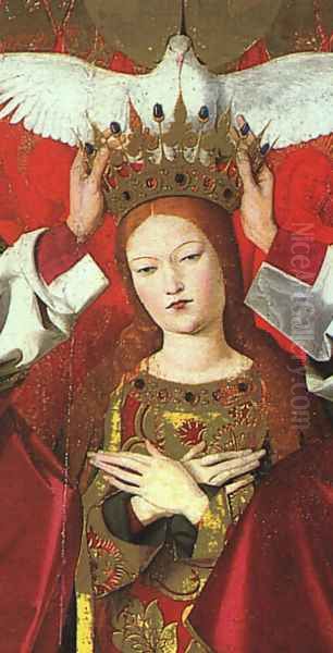 The Coronation of the Virgin, detail: the Virgin 1453-54 Oil Painting by Enguerrand Charonton