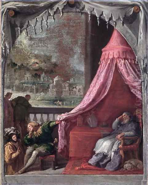 Dream of St. Hugh, Bishop of Grenoble, modello for the large painting at the School of Fine Art, La Coruna, Spain, 1626-32 Oil Painting by Vincenzo Carducci