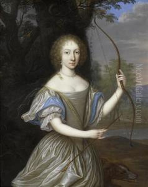 Portrait Of Anna Dorotheavon Lehndorff As Diana. Oil Painting by Cornelius Janssens Van Ceulen