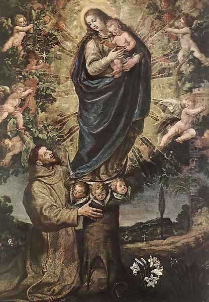 Vision of St Francis of Assisi 1631 Oil Painting by Vincenzo Carducci