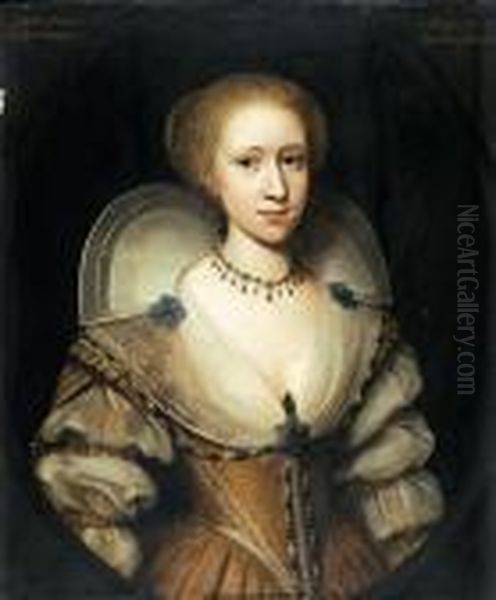 Portrait Of A Lady, Said To Be Lady Margaret Mennes Oil Painting by Cornelius Janssens Van Ceulen