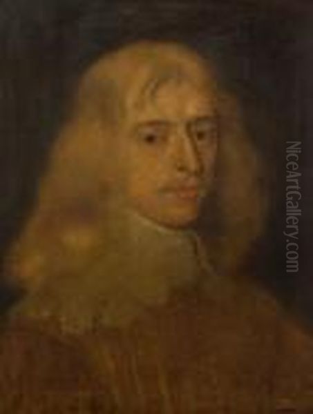 Portrait Of A Gentleman With Blond Hair And Moustache Oil Painting by Cornelius Janssens Van Ceulen