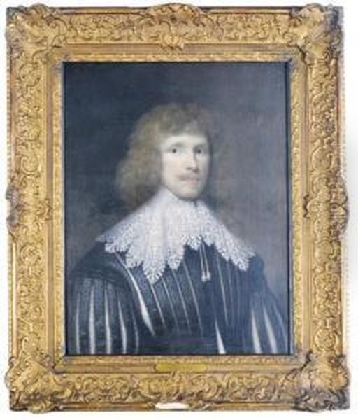 Portrait Of A Gentleman, Bust-length, Said To Be Lucius Carey, Second Viscount Falkland Oil Painting by Cornelius Janssens Van Ceulen