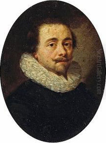 A Portrait Of A Man, Quarter-length, With Aruff Oil Painting by Cornelius Janssens Van Ceulen