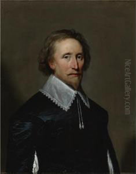 Portrait Of A Man, Half-length, 
Said To Be Philip Herbert, Earl Of Montgomery, And Fourth Earl Of 
Pembroke Oil Painting by Cornelius Janssens Van Ceulen