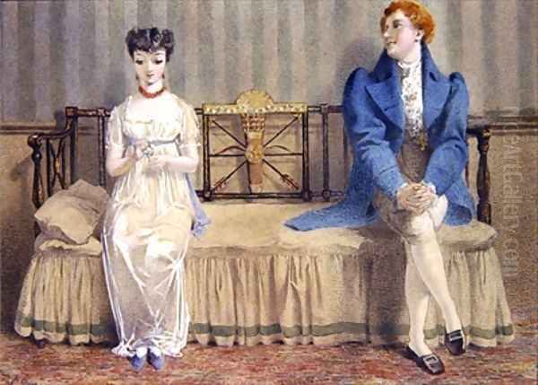 Courting Oil Painting by Adelaide Claxton