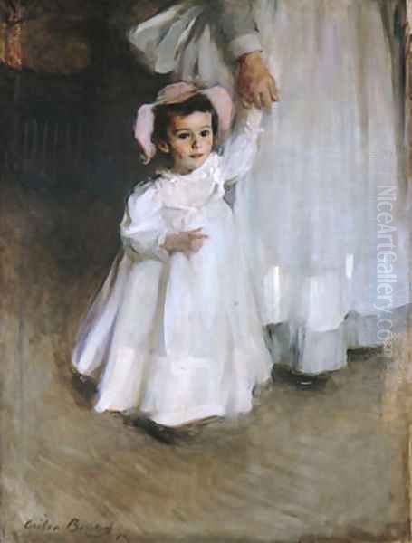 Ernesta (Child with Nurse) 1894 Oil Painting by Beaux Cecilia