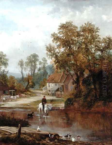 A ford on the River Arun Oil Painting by Sidney Clark