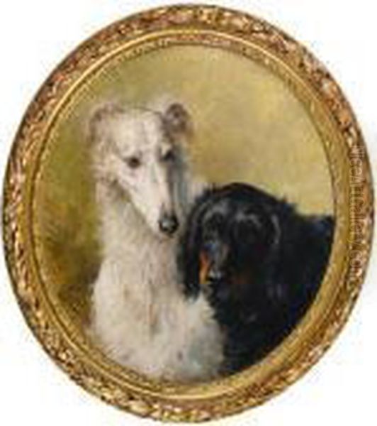 Portrait Of A Borzoi And A Gordon Setter Oil Painting by Eugene Joors