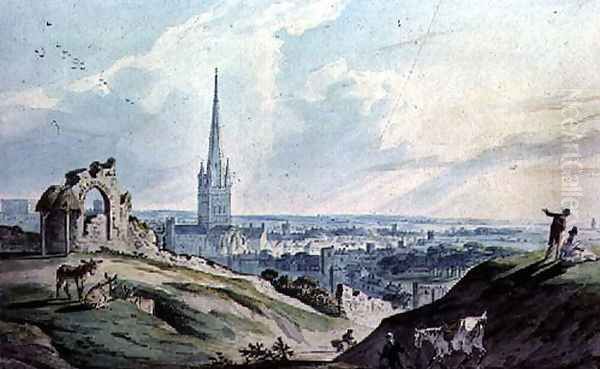 A View of Norwich, from Mouseshold Hill, near the Ruins of Kett's Castle Oil Painting by Charles, II Catton