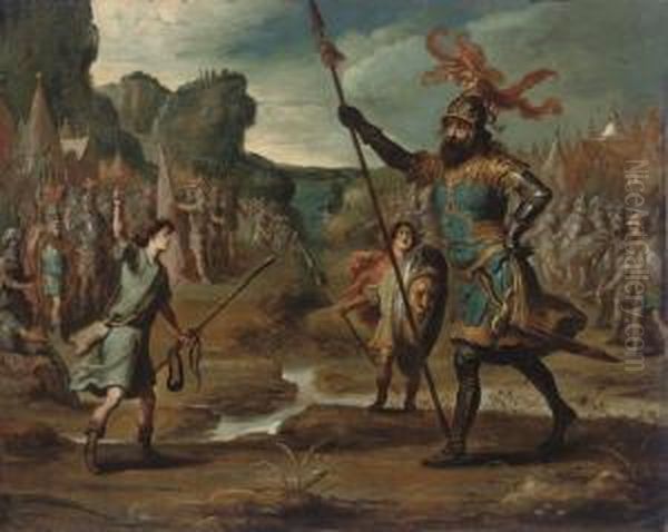 David And Goliath Oil Painting by Hans III Jordaens