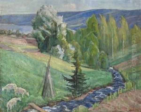 From Elvedalen, Faaberg 1939 Oil Painting by Lars Jorde