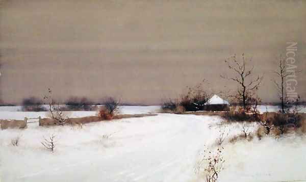 Snow Scene in Country, c.1890 Oil Painting by Bruce Crane