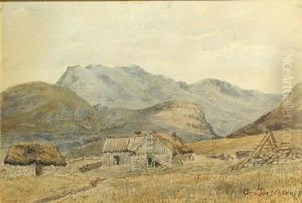 An Old Ranch With Hills In The Distance Oil Painting by Christian A. Jorgensen