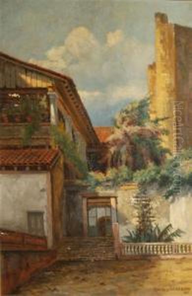 Sunlit Courtyard Oil Painting by Christian A. Jorgensen