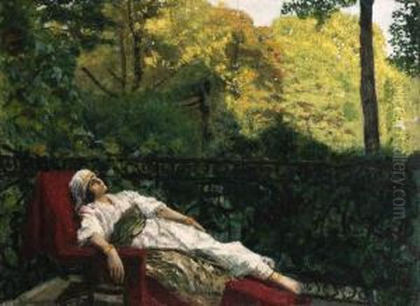 Le Repos De L'odalisque Oil Painting by Maurice Joron