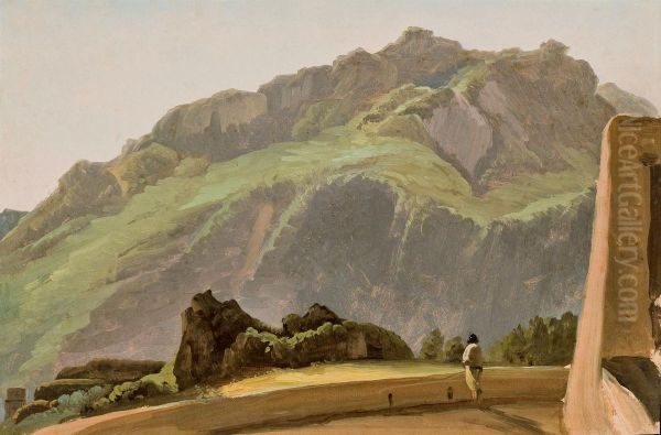 Vue Du Mont Epomeo Sur L'ile D'ischia Oil Painting by Simon-Joseph-Alexandre-Clement Denis