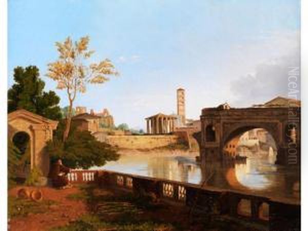 Romische Stadtansicht Oil Painting by Simon-Joseph-Alexandre-Clement Denis