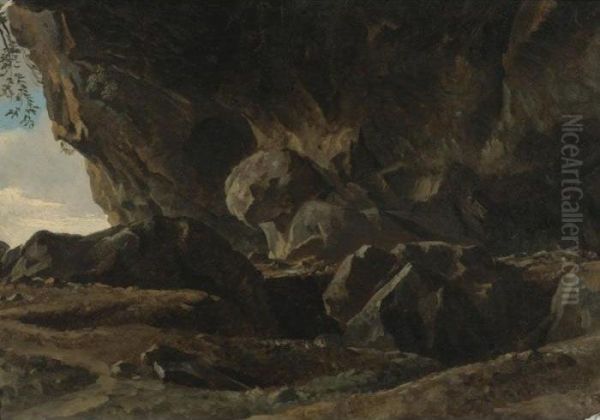 The Grotto At Vicovaro Oil Painting by Simon-Joseph-Alexandre-Clement Denis