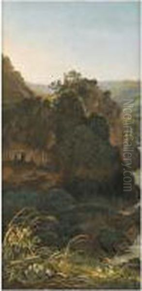 Vue De La Campagne Italienne Oil Painting by Simon-Joseph-Alexandre-Clement Denis