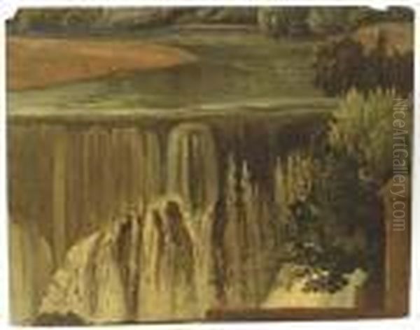 Une Partie De La Cascade De Tivoli Oil Painting by Simon-Joseph-Alexandre-Clement Denis