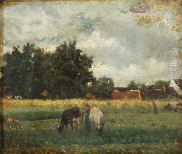 At The Field Oil Painting by Adrien Joseph Heymans