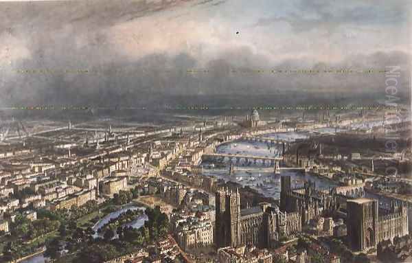 General Aspect of London, from Westminster Abbey, c.1850 Oil Painting by Henri Michel Antoine Chapu