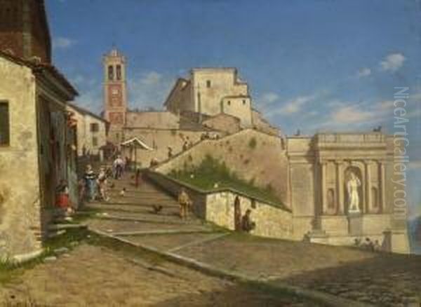 Sacro Monte Di Varese. Oil Painting by Carlo Jotti