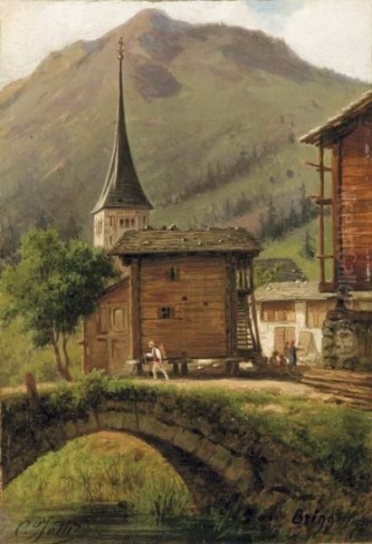 Paese Di Montagna Oil Painting by Carlo Jotti