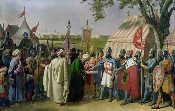 Count of Tripoli accepting the Surrender of the city of Tyre in 1124, 1840 Oil Painting by Alexandre-Francois Caminade