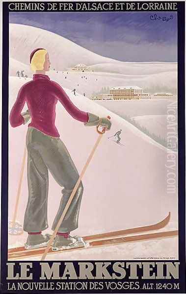 Poster advertising 'Le Markstein' a new ski resort in the Vosges with Railways of Alsace and Lorraine Oil Painting by Choucard