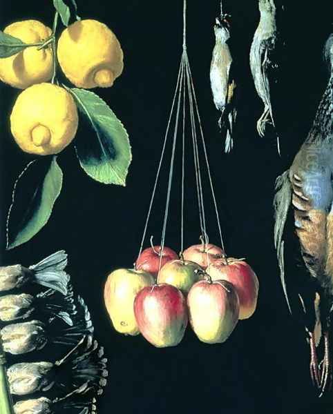 Still life with dead birds, fruit and vegetables, detail, 1602 Oil Painting by Juan Sanchez Cotan