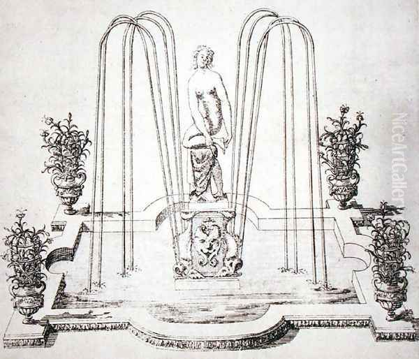 Fountain design from 'The Gardens of Wilton', c.1645 (2) Oil Painting by Isaac de Caus