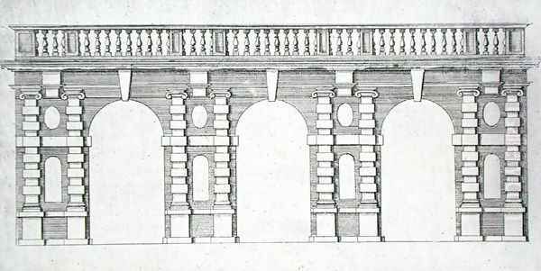 Design for an arcade with balustrade top from 'The Gardens of Wilton', c.1645 Oil Painting by Isaac de Caus