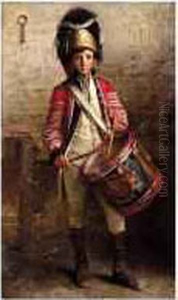 A Drummer Boy Of The Royal Scots Dragoons Oil Painting by George William Joy